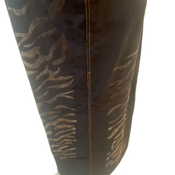 Medane Fashion stretch denim long pencil skirt flocked front design size 26 - Picture 3 of 11